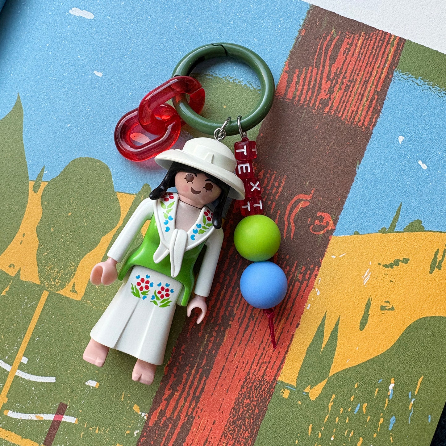Vintage Lady_Flower_Keychain